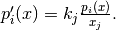 p'_i(x) = k_j\frac{p_i(x)}{x_j}.